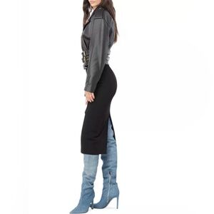 Pinko Jeeg Gonna Neoprene Fluido Pencil Skirt in Black Size2 (NWT) Retail $298